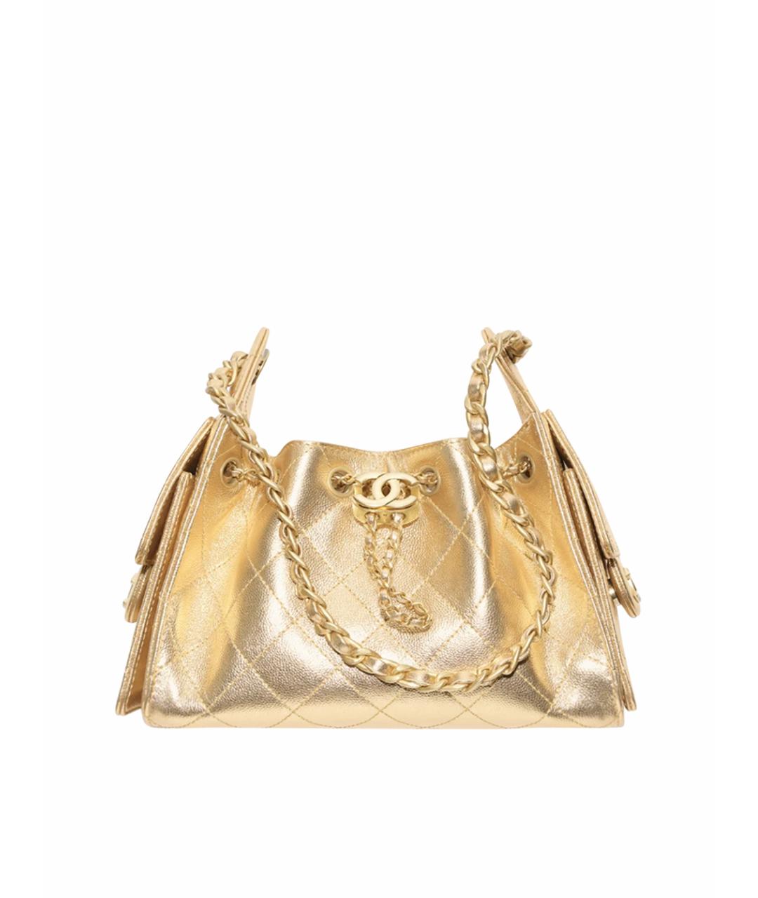 CHANEL Золотая кожаная сумка тоут, фото 1