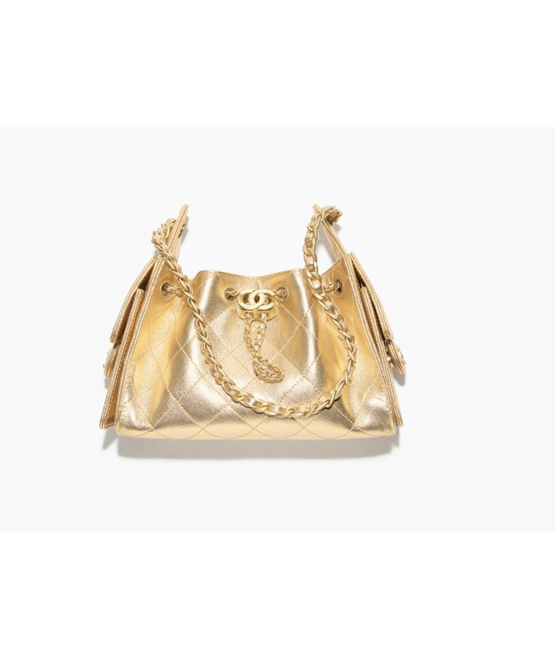 CHANEL Золотая кожаная сумка тоут, фото 4