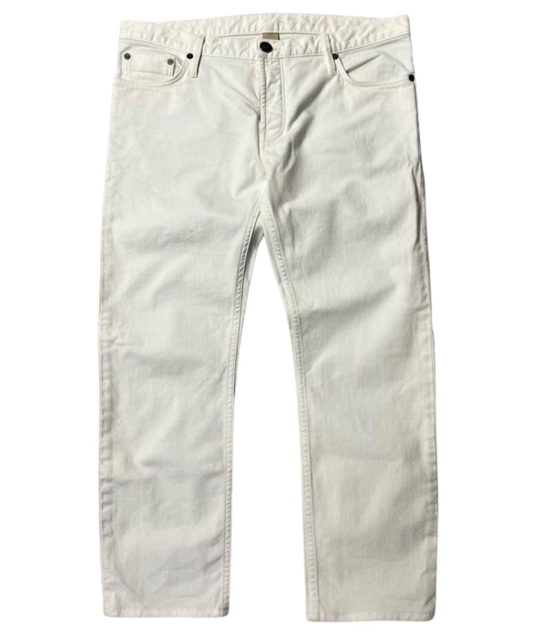 BURBERRY Белые хлопко-эластановые прямые джинсы, фото 1