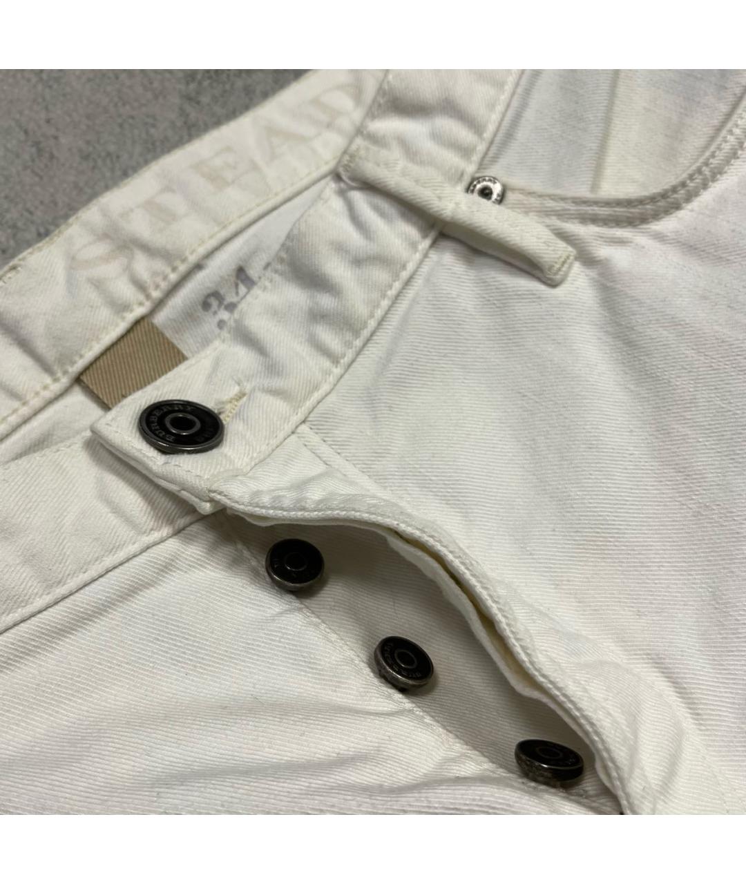 BURBERRY Белые хлопко-эластановые прямые джинсы, фото 7