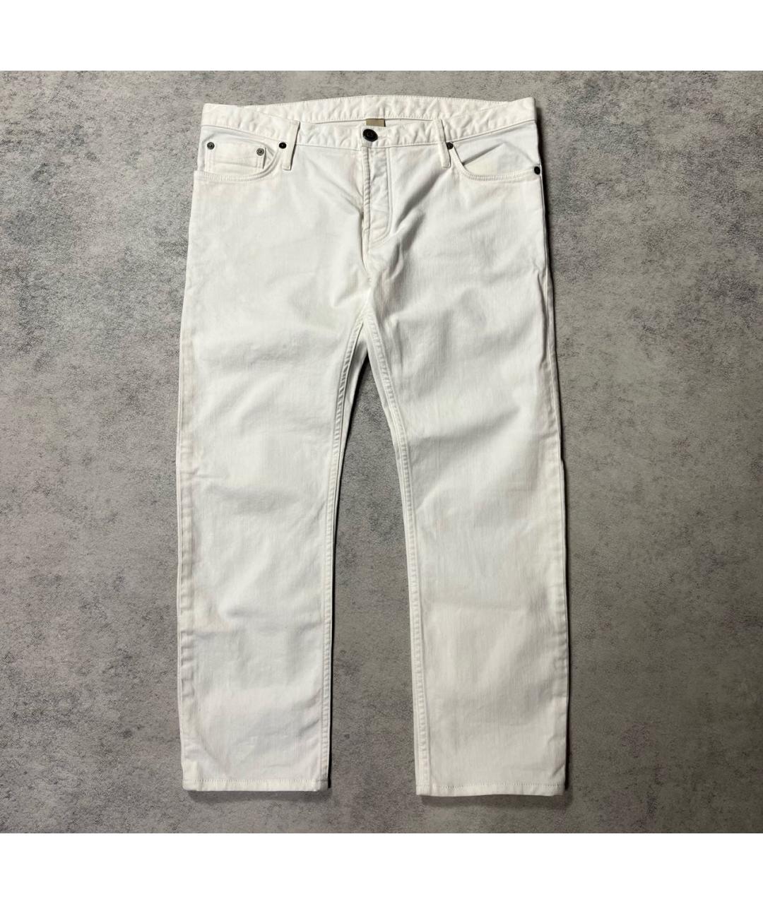 BURBERRY Белые хлопко-эластановые прямые джинсы, фото 9