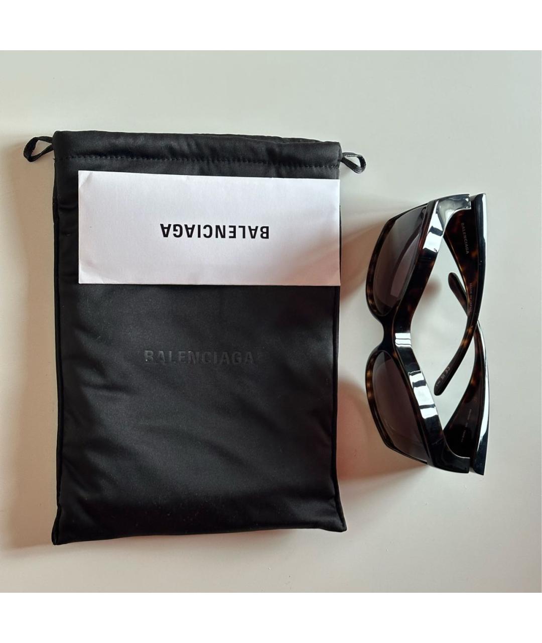 BALENCIAGA Коричневые пластиковые солнцезащитные очки, фото 4