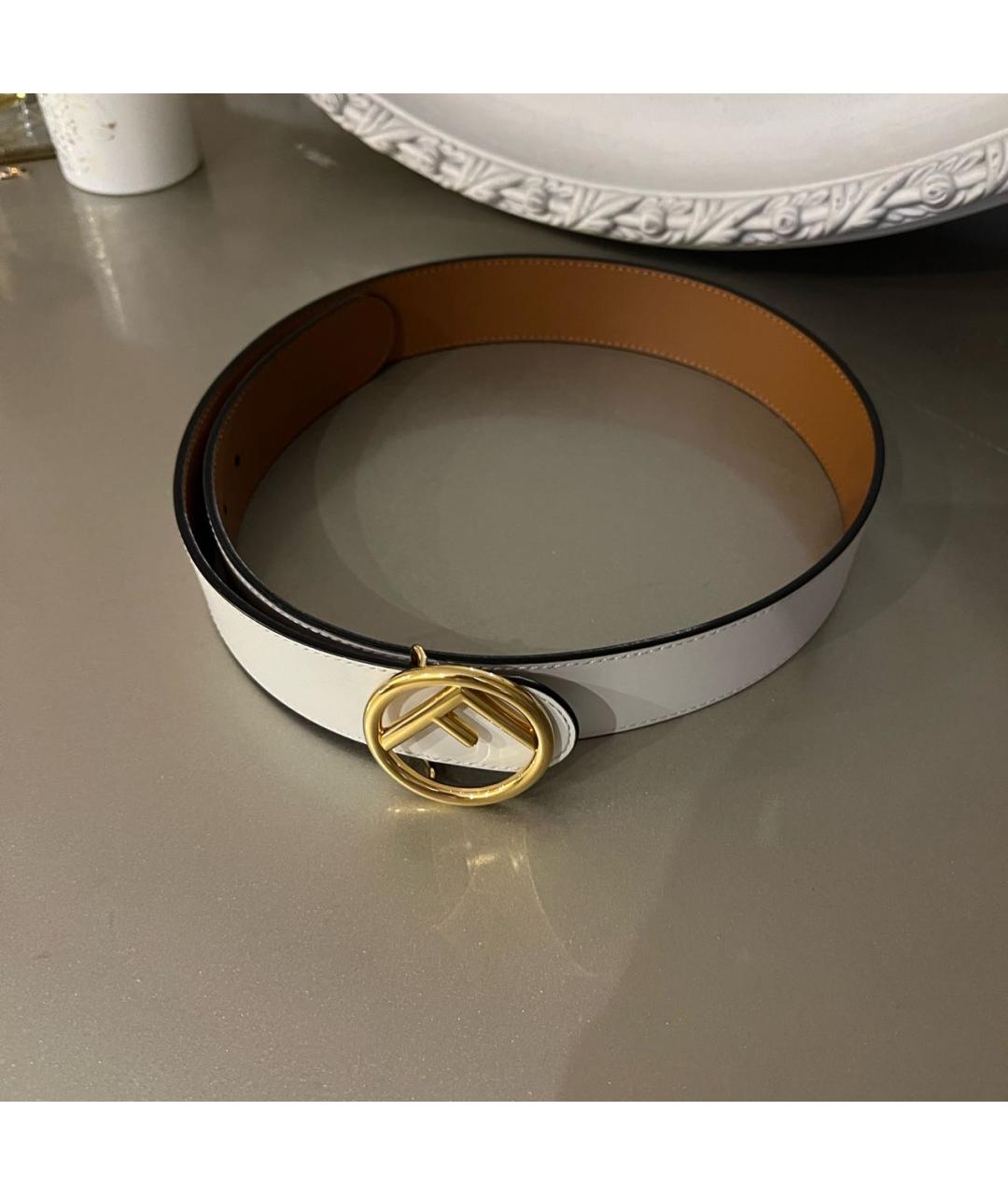 FENDI Белый кожаный ремень, фото 2