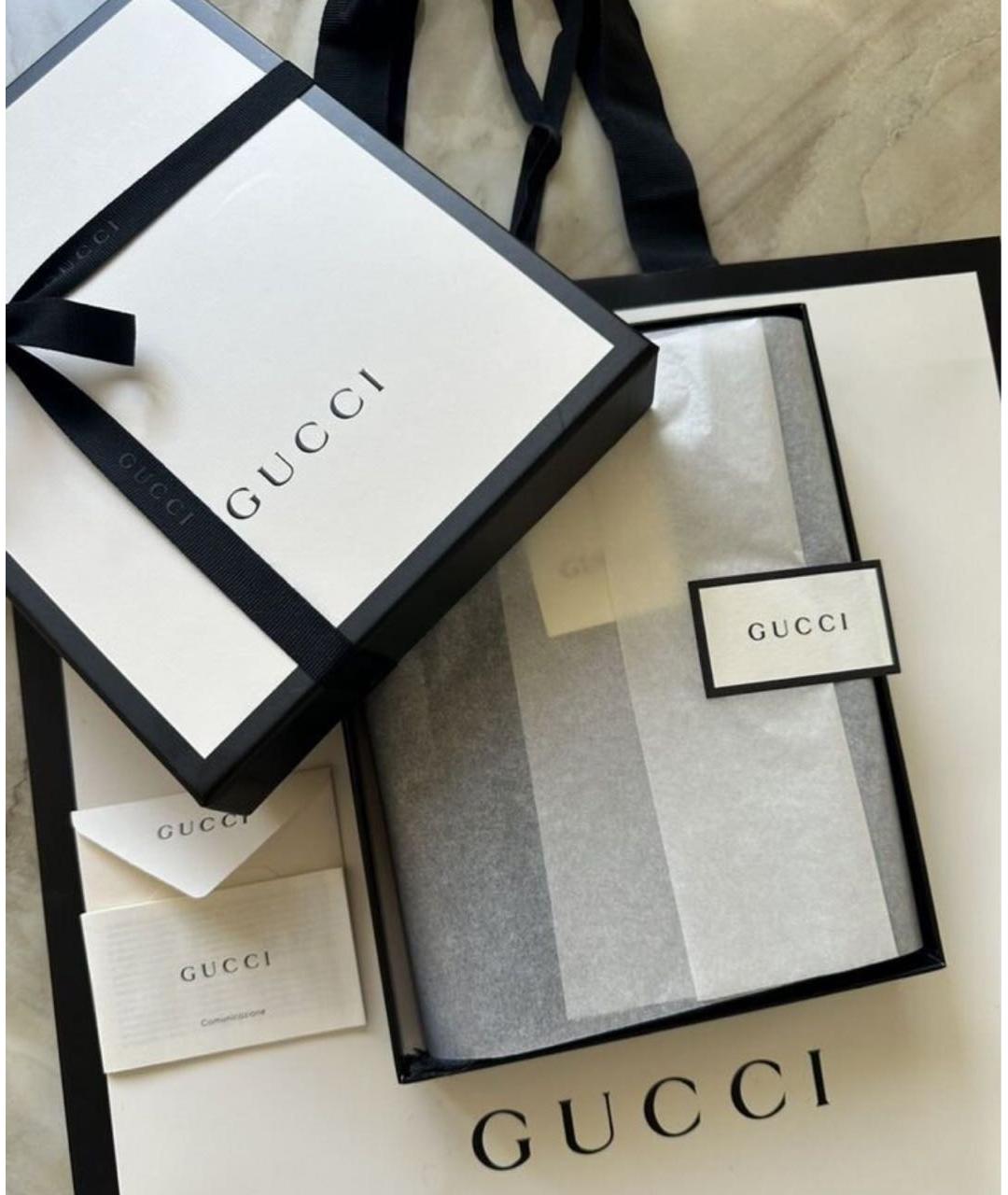 GUCCI Черный шерстяной шарф, фото 4