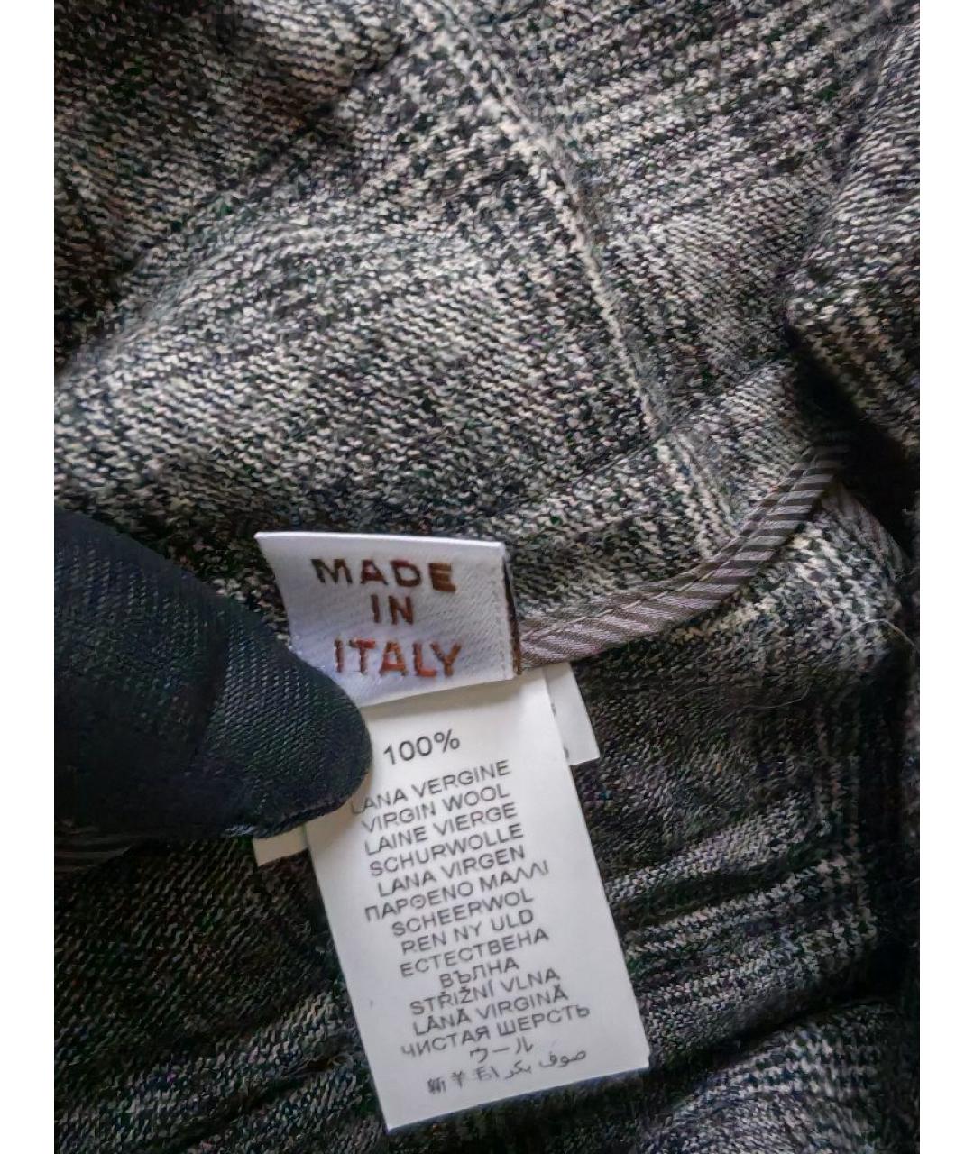 BRUNELLO CUCINELLI Серые шерстяные прямые брюки, фото 6