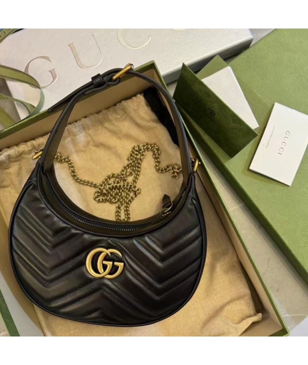 GUCCI Черная кожаная сумка с короткими ручками, фото 2