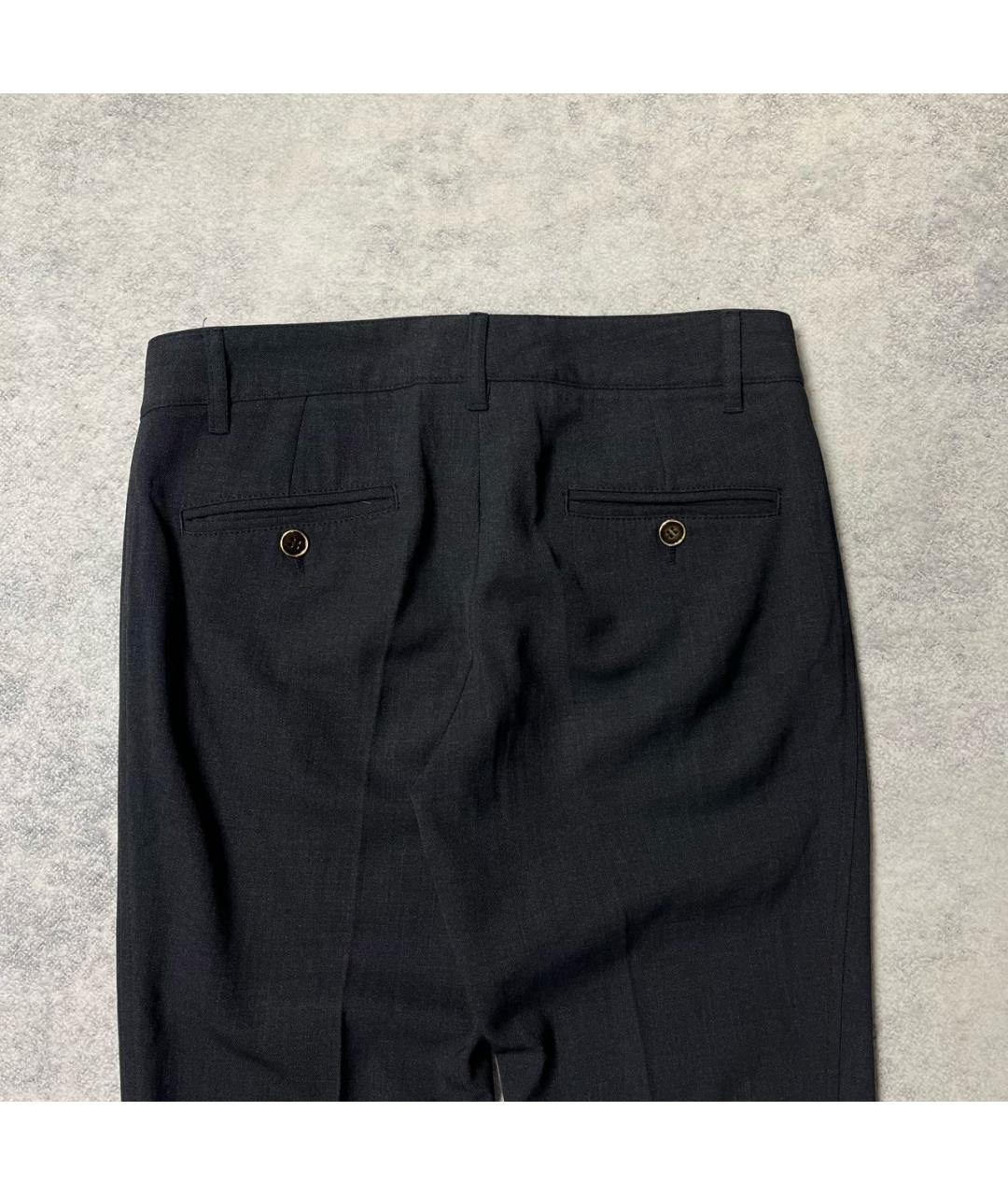 DOLCE&GABBANA Черные шерстяные прямые брюки, фото 6