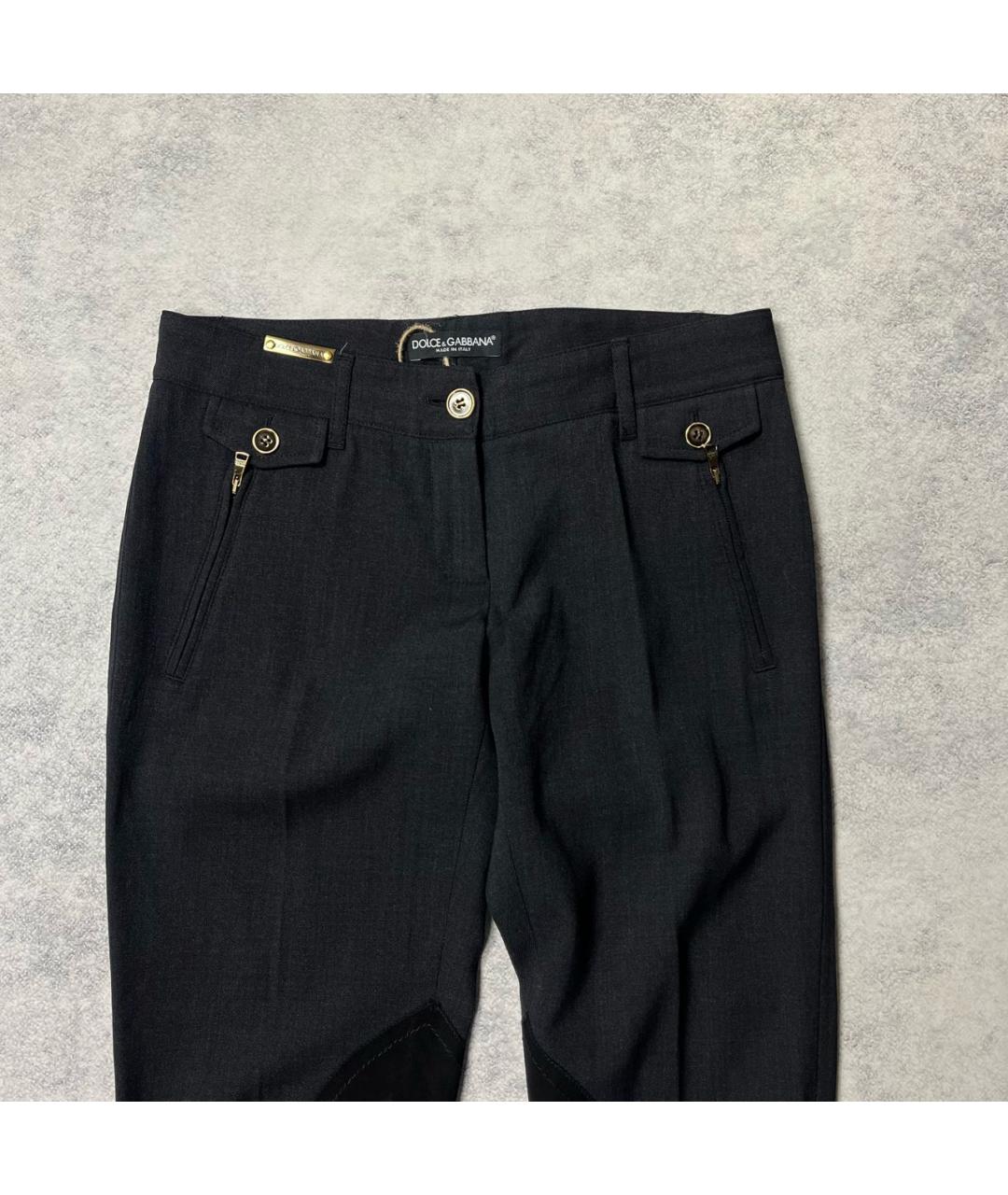 DOLCE&GABBANA Черные шерстяные прямые брюки, фото 2