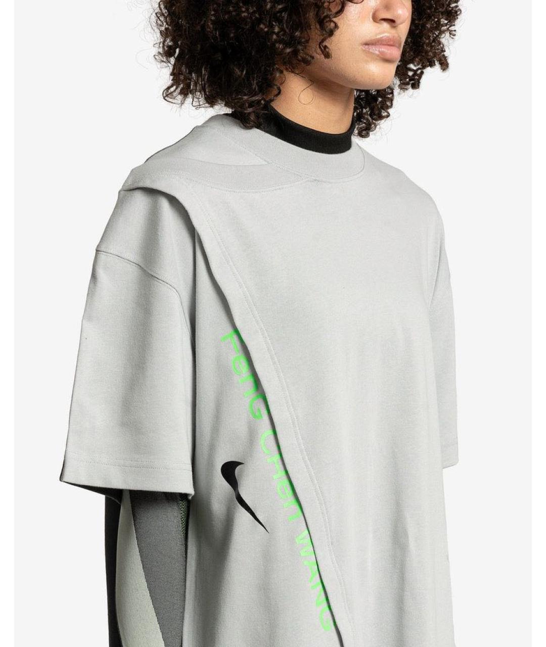 NIKE Серая хлопковая футболка, фото 4