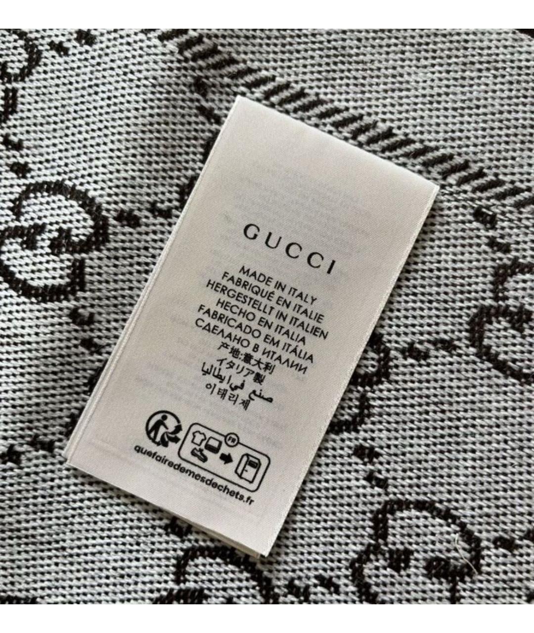 GUCCI Коричневый шерстяной шарф, фото 3