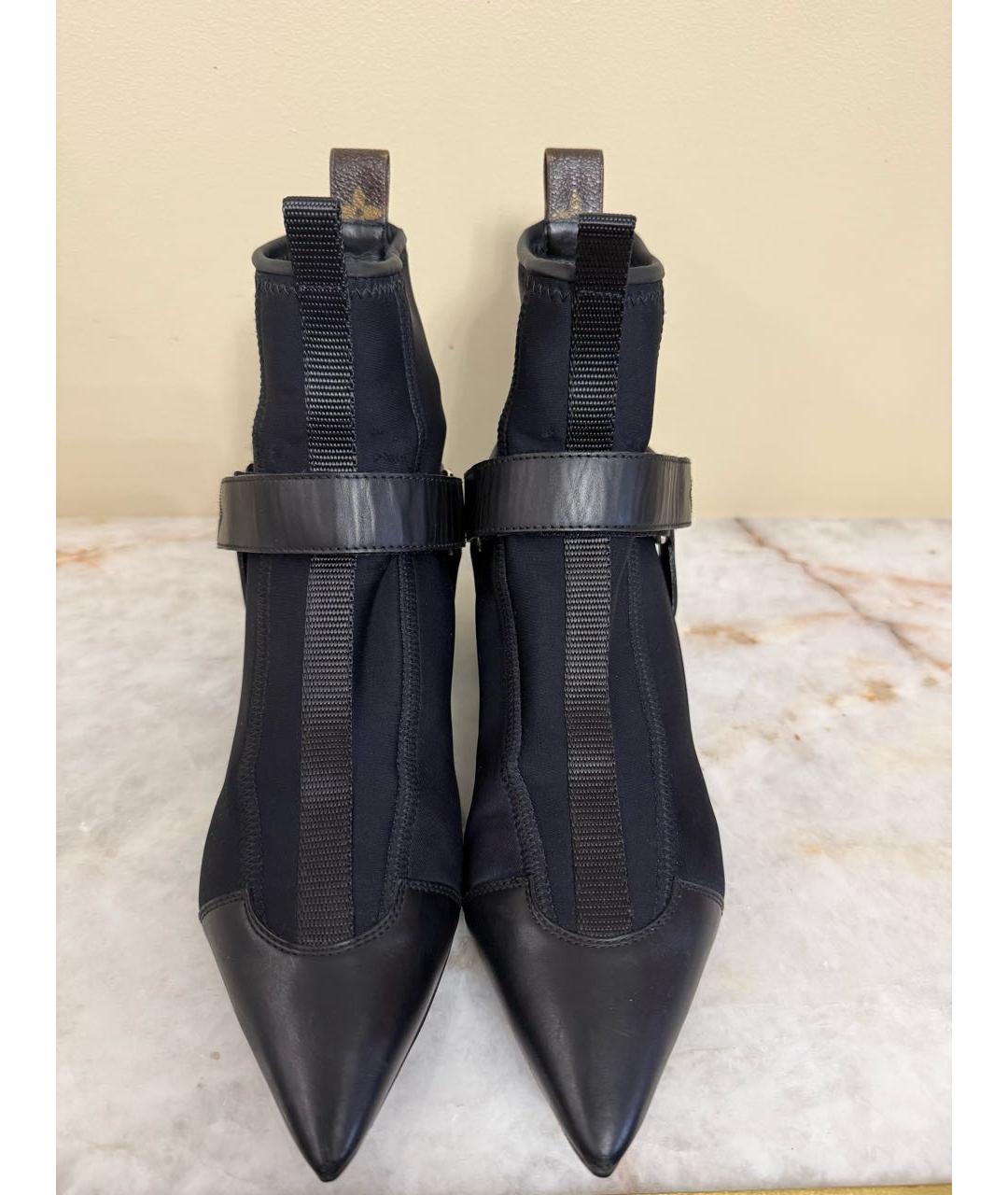 LOUIS VUITTON Черные кожаные ботильоны, фото 2