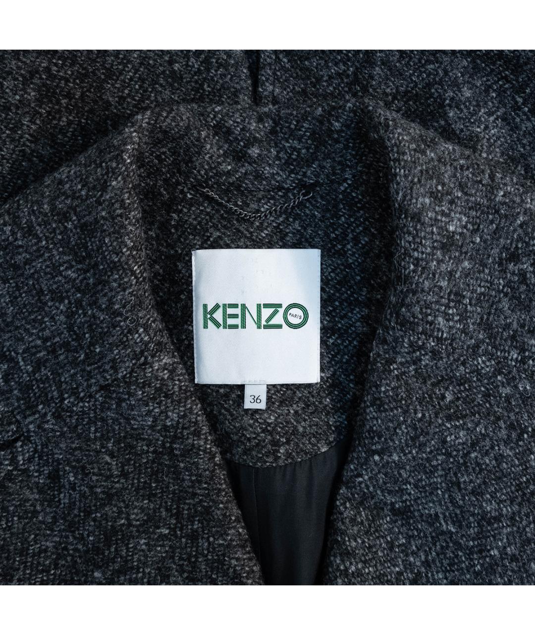 KENZO Серое шерстяное пальто, фото 3