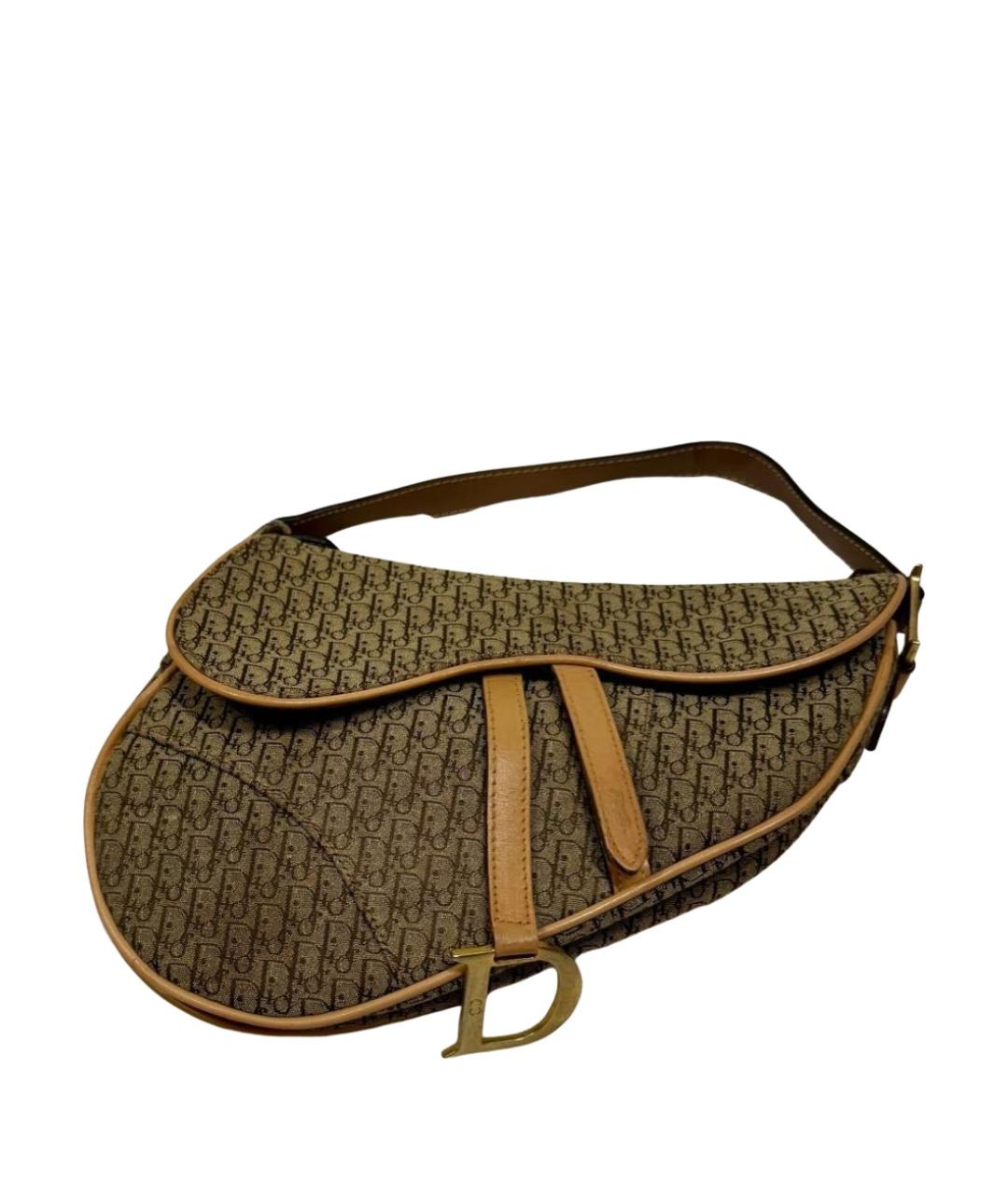 CHRISTIAN DIOR Бежевая жаккардовая сумка с короткими ручками, фото 1