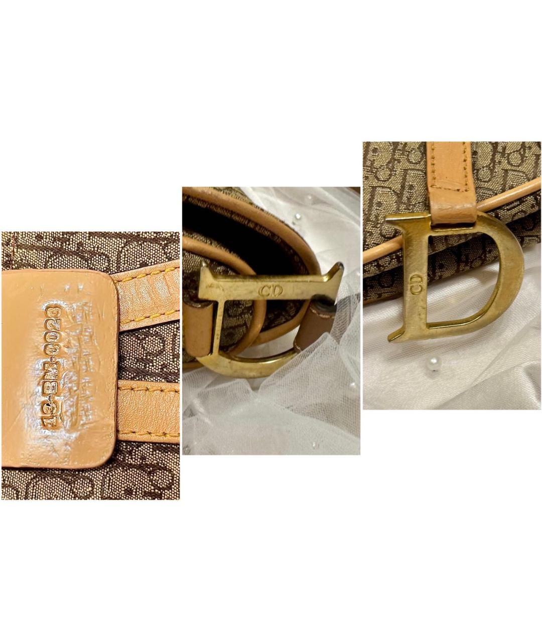CHRISTIAN DIOR Бежевая жаккардовая сумка с короткими ручками, фото 5
