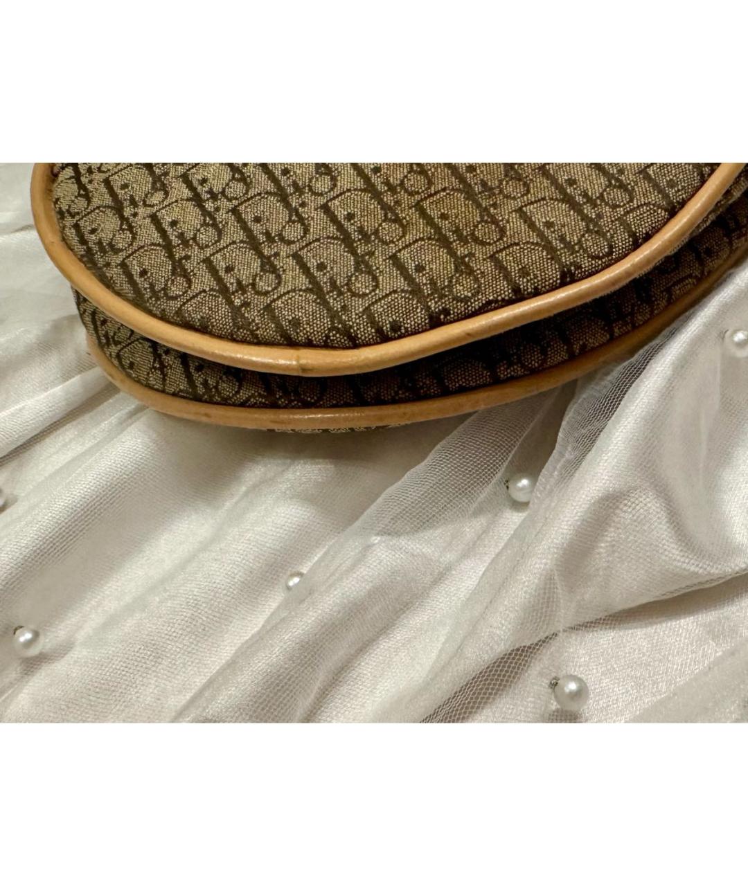 CHRISTIAN DIOR Бежевая жаккардовая сумка с короткими ручками, фото 3