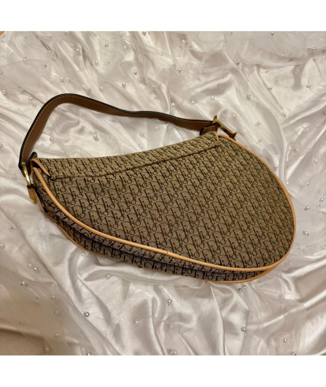 CHRISTIAN DIOR Бежевая жаккардовая сумка с короткими ручками, фото 2