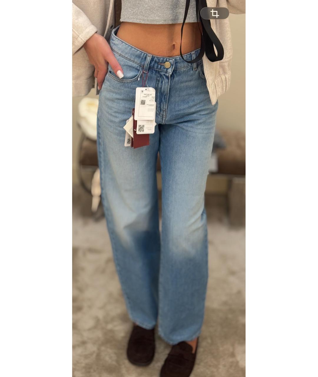 MAX MARA STUDIO Голубые хлопковые прямые джинсы, фото 5