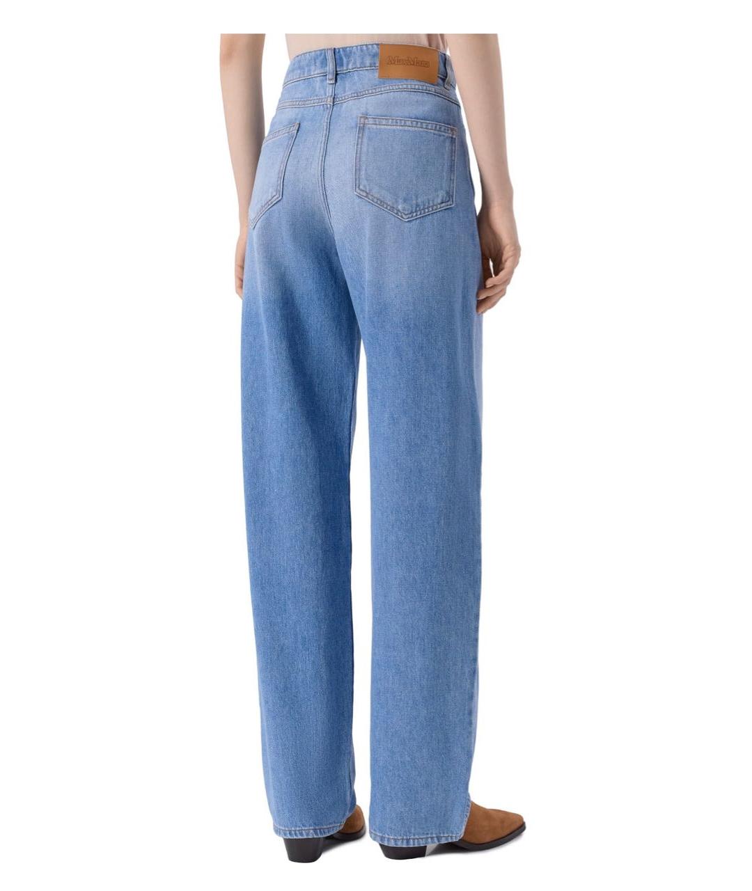 MAX MARA STUDIO Голубые хлопковые прямые джинсы, фото 2