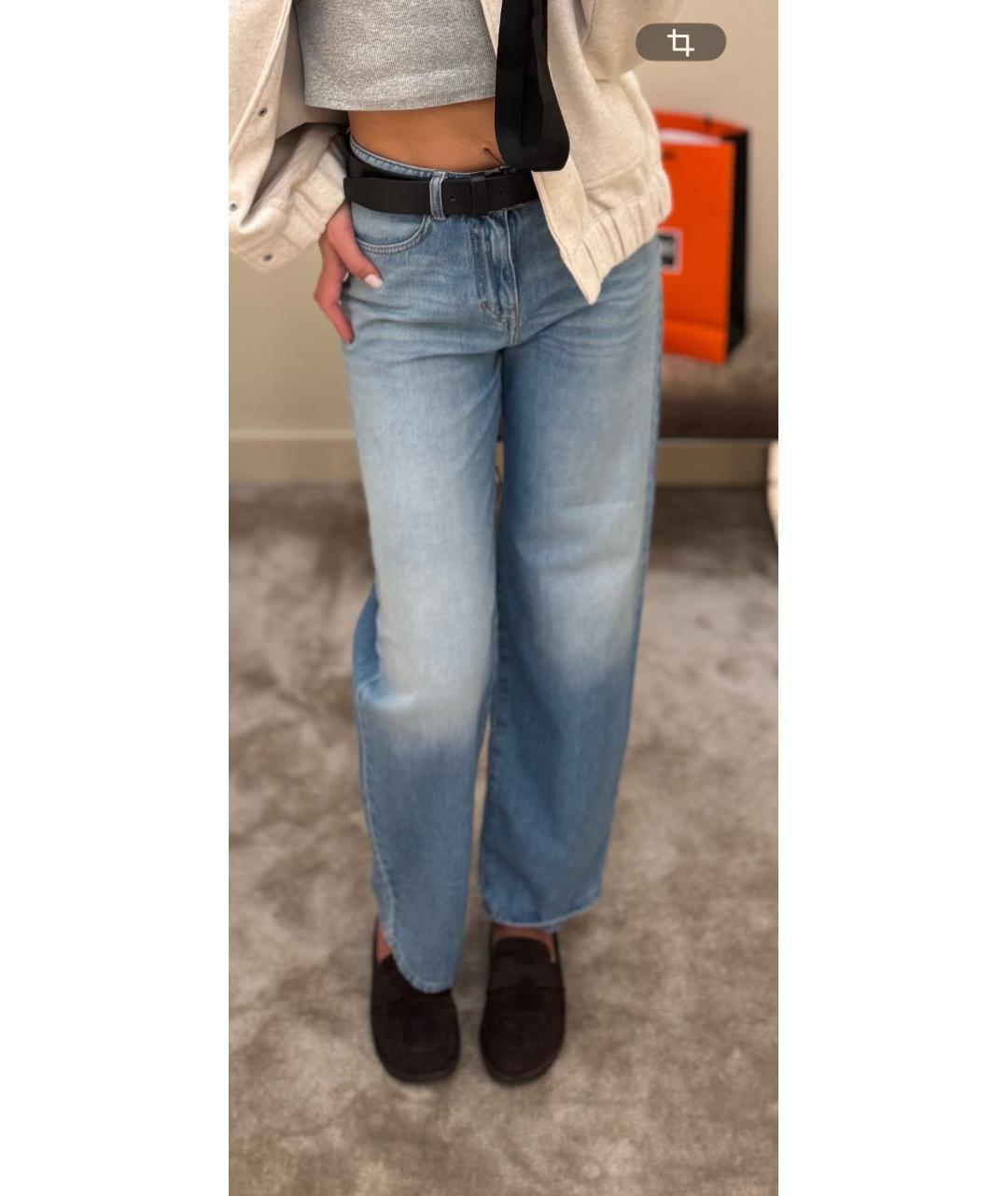 MAX MARA STUDIO Голубые хлопковые прямые джинсы, фото 6