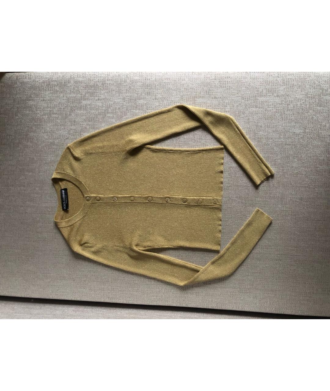 DOLCE&GABBANA Золотой вискозный кардиган, фото 7