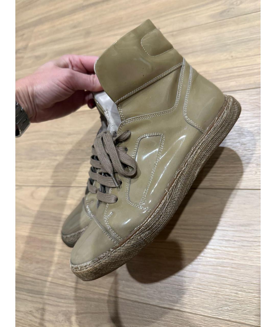 BRUNELLO CUCINELLI Бежевые кеды из лакированной кожи, фото 7