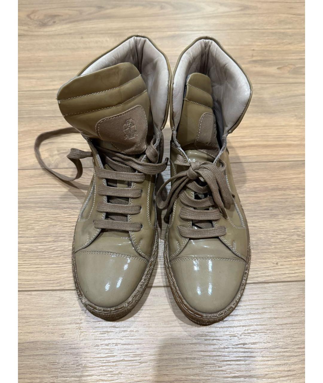 BRUNELLO CUCINELLI Бежевые кеды из лакированной кожи, фото 2