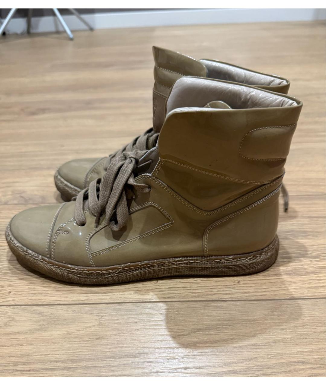 BRUNELLO CUCINELLI Бежевые кеды из лакированной кожи, фото 9