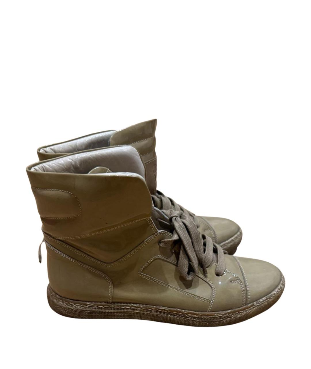 BRUNELLO CUCINELLI Бежевые кеды из лакированной кожи, фото 1