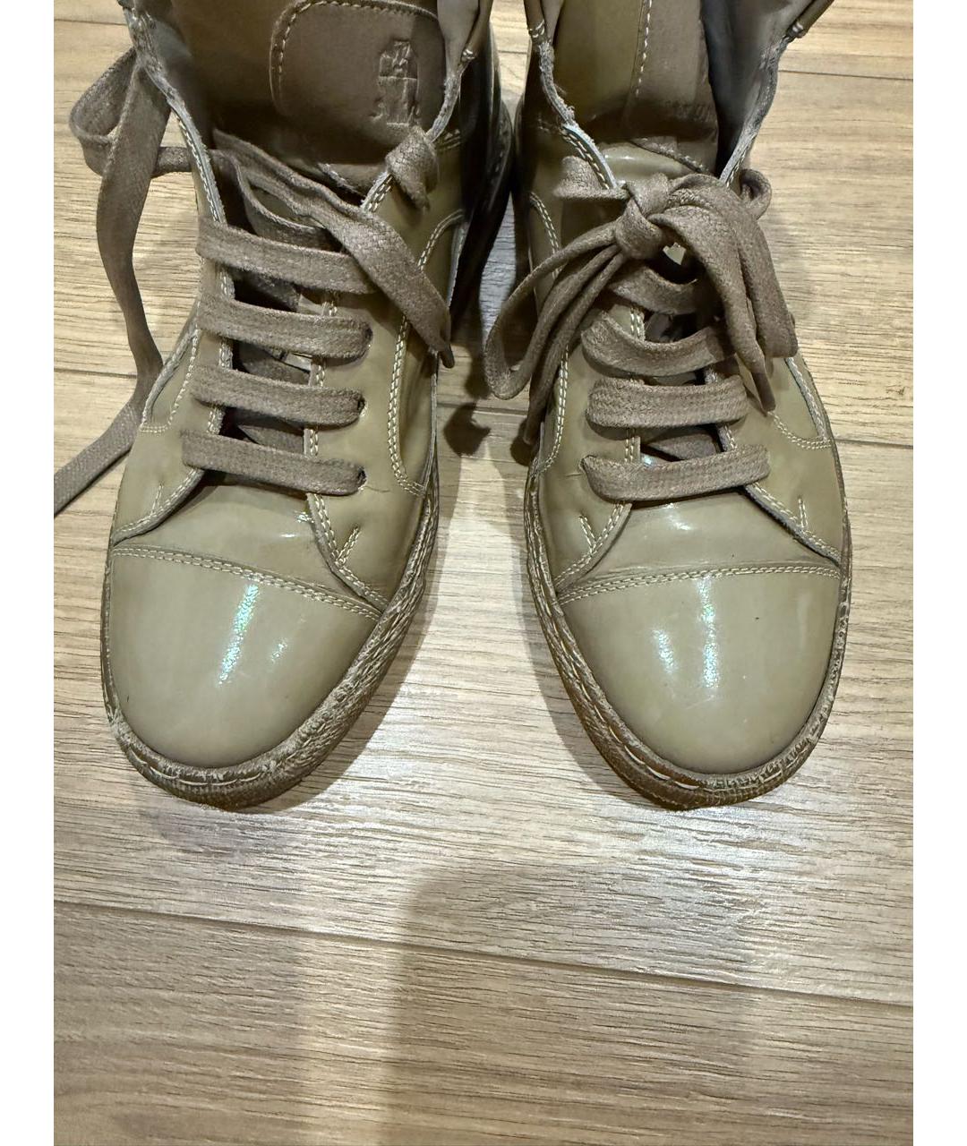 BRUNELLO CUCINELLI Бежевые кеды из лакированной кожи, фото 5