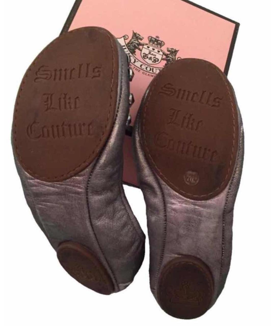 JUICY COUTURE Серебряные кожаные балетки, фото 6