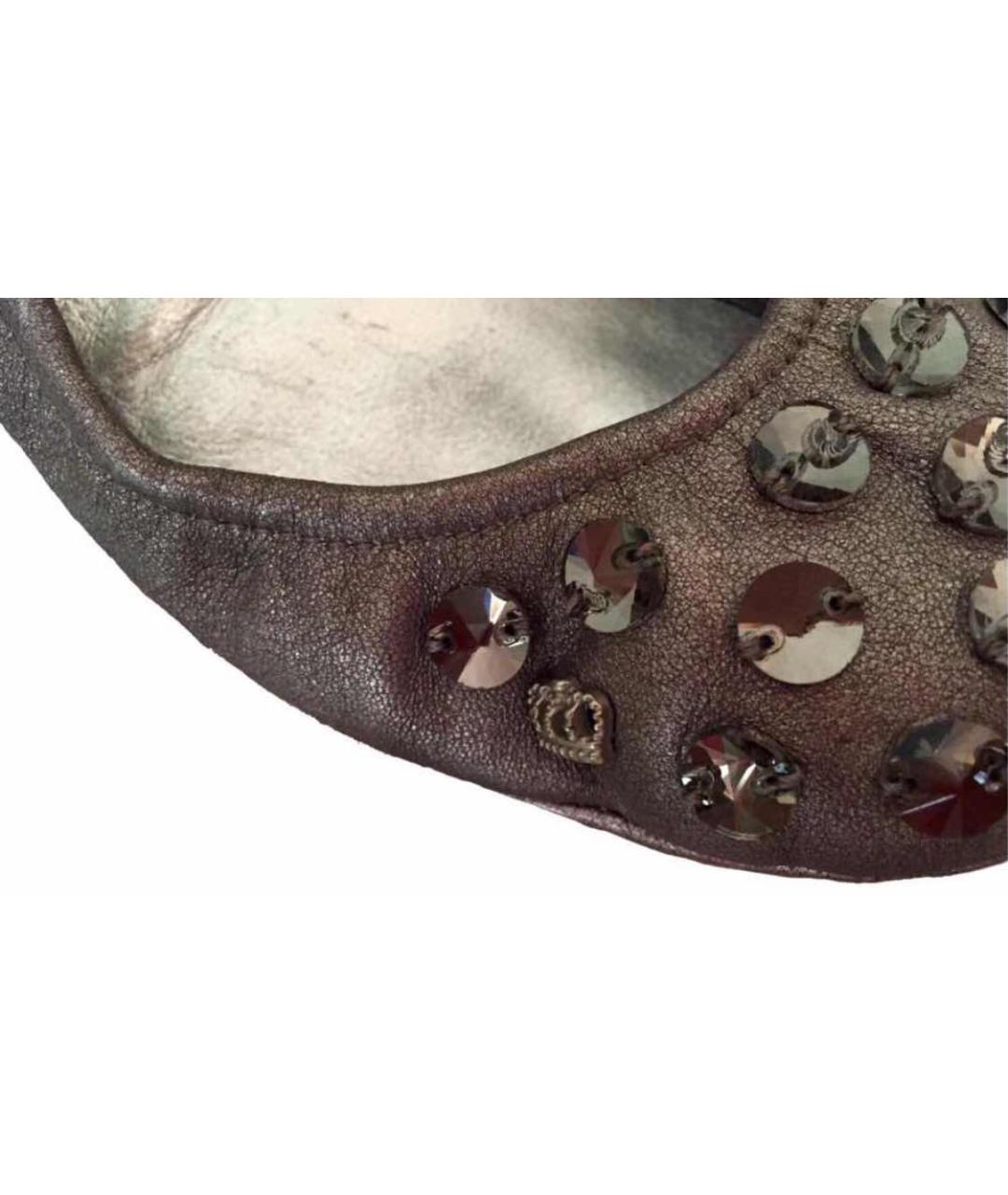 JUICY COUTURE Серебряные кожаные балетки, фото 4