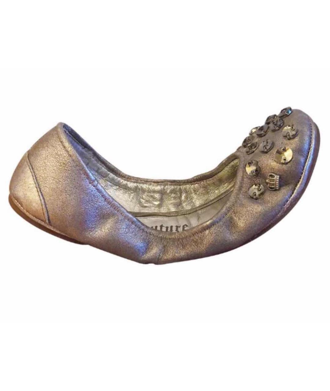 JUICY COUTURE Серебряные кожаные балетки, фото 1