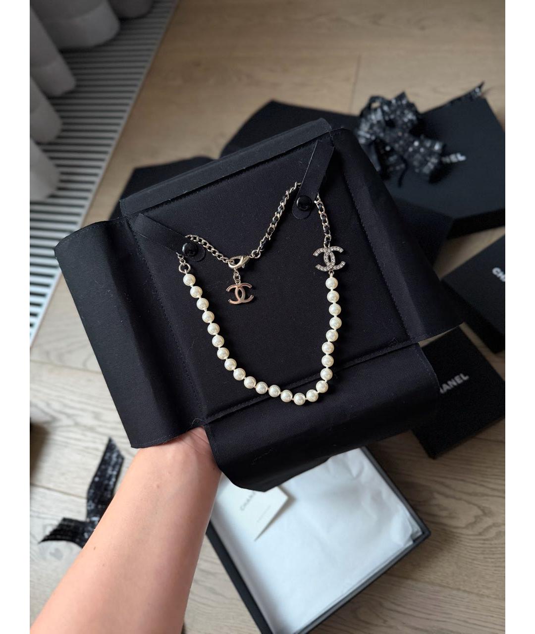 CHANEL Белое жемчужное колье, фото 4