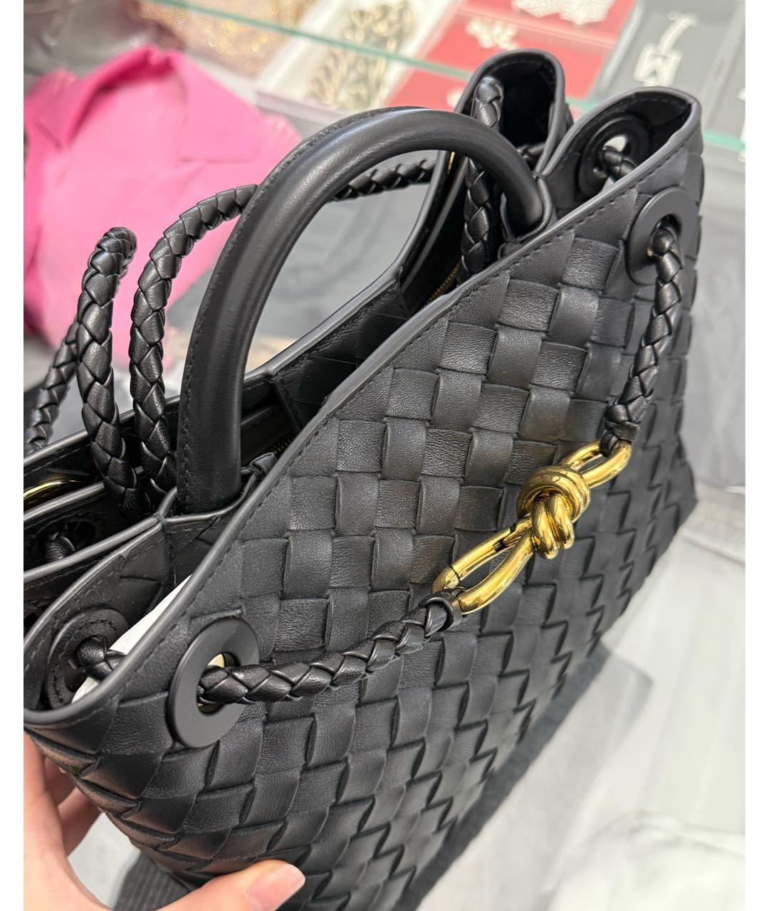 BOTTEGA VENETA Черная кожаная сумка с короткими ручками, фото 4