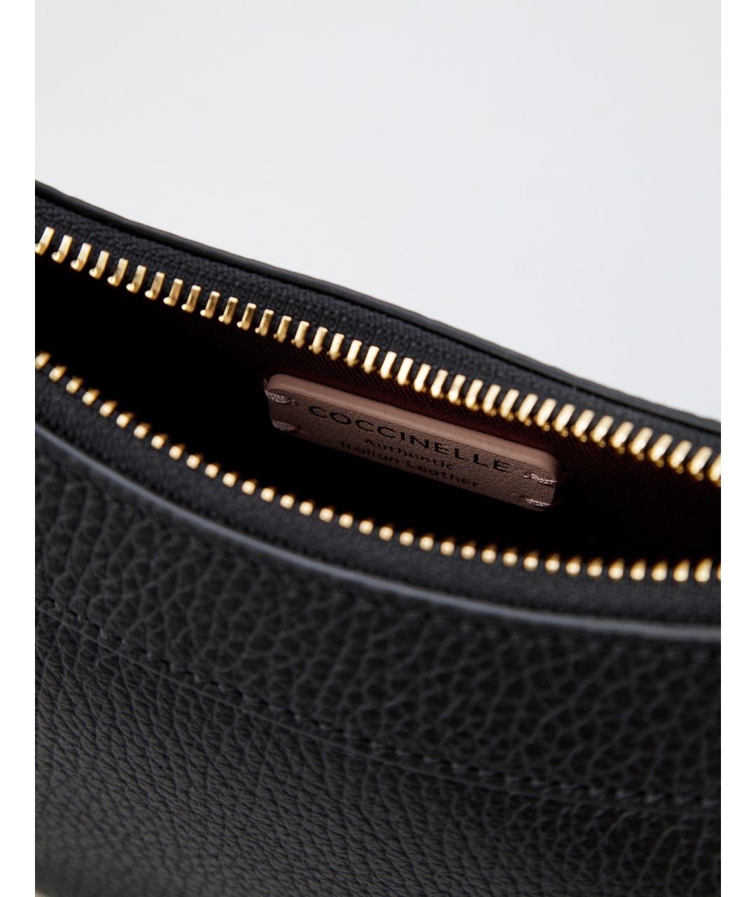 COCCINELLE Черная кожаная сумка с короткими ручками, фото 4
