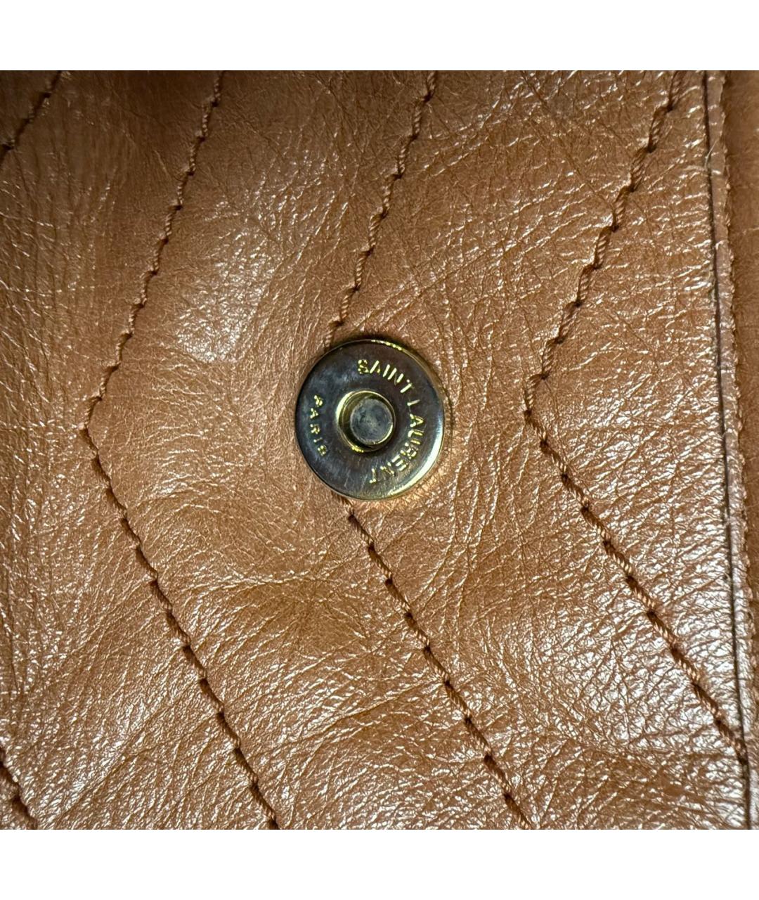 SAINT LAURENT Коричневая кожаная сумка через плечо, фото 5
