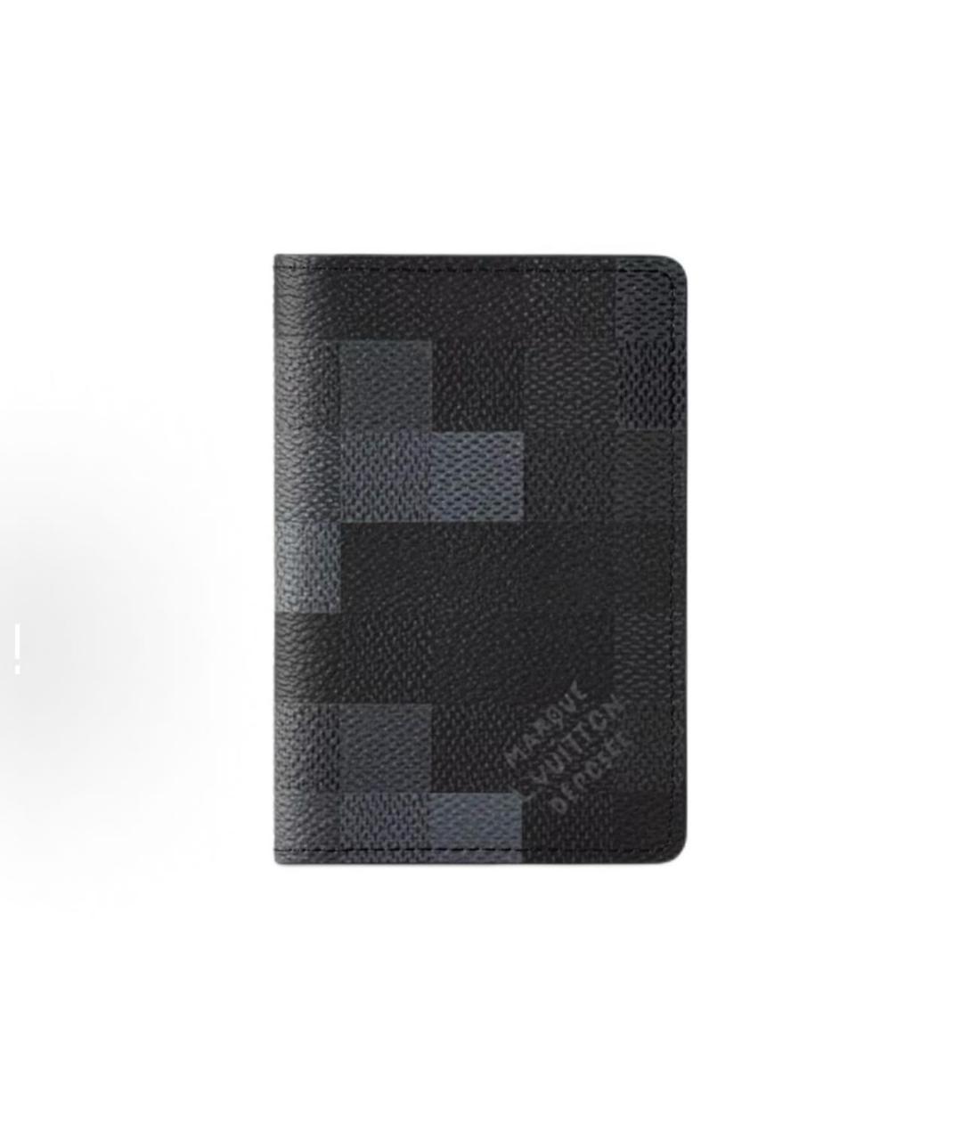 LOUIS VUITTON Антрацитовый кожаный кардхолдер, фото 5