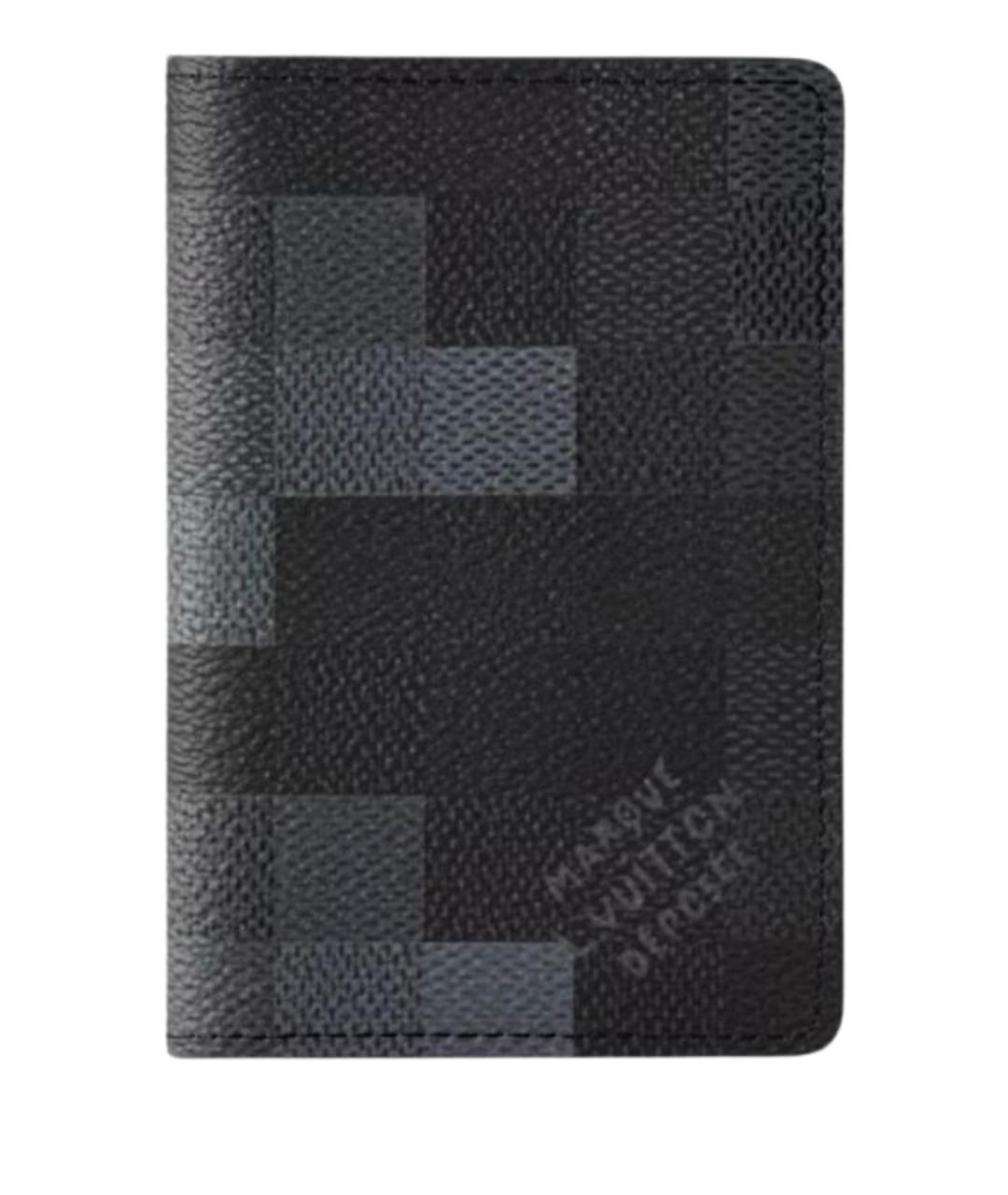 LOUIS VUITTON Антрацитовый кожаный кардхолдер, фото 1