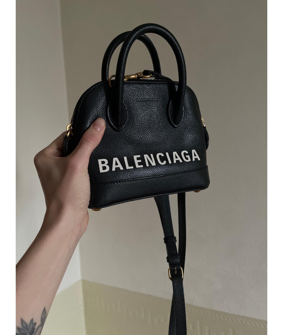 BALENCIAGA Черная кожаная сумка с короткими ручками, фото 2
