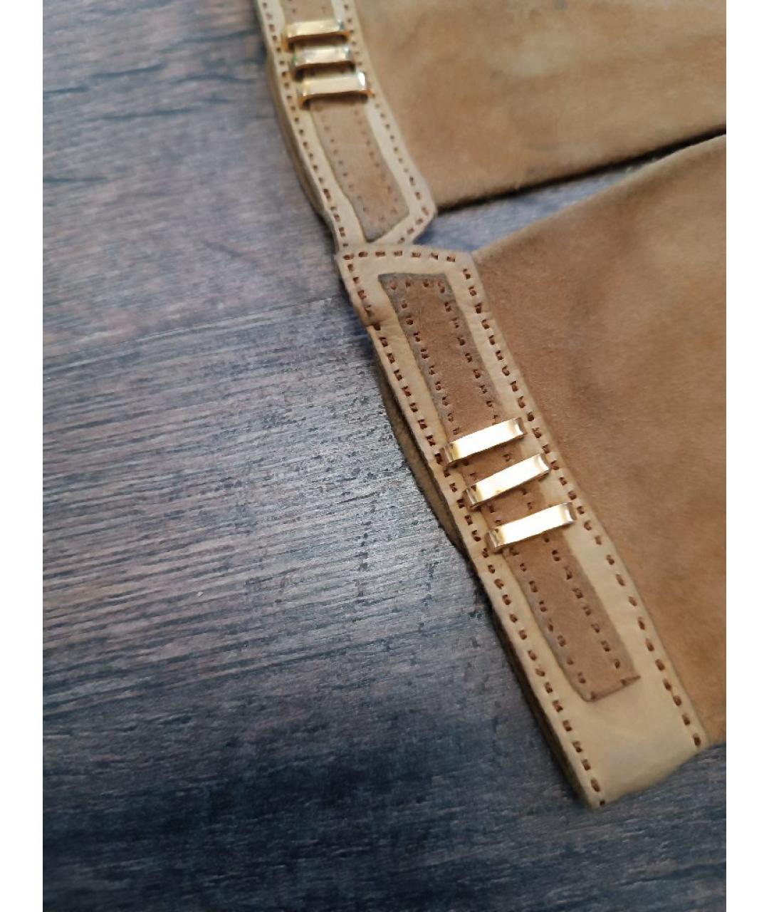 HERMES Горчичные кожаные перчатки, фото 3