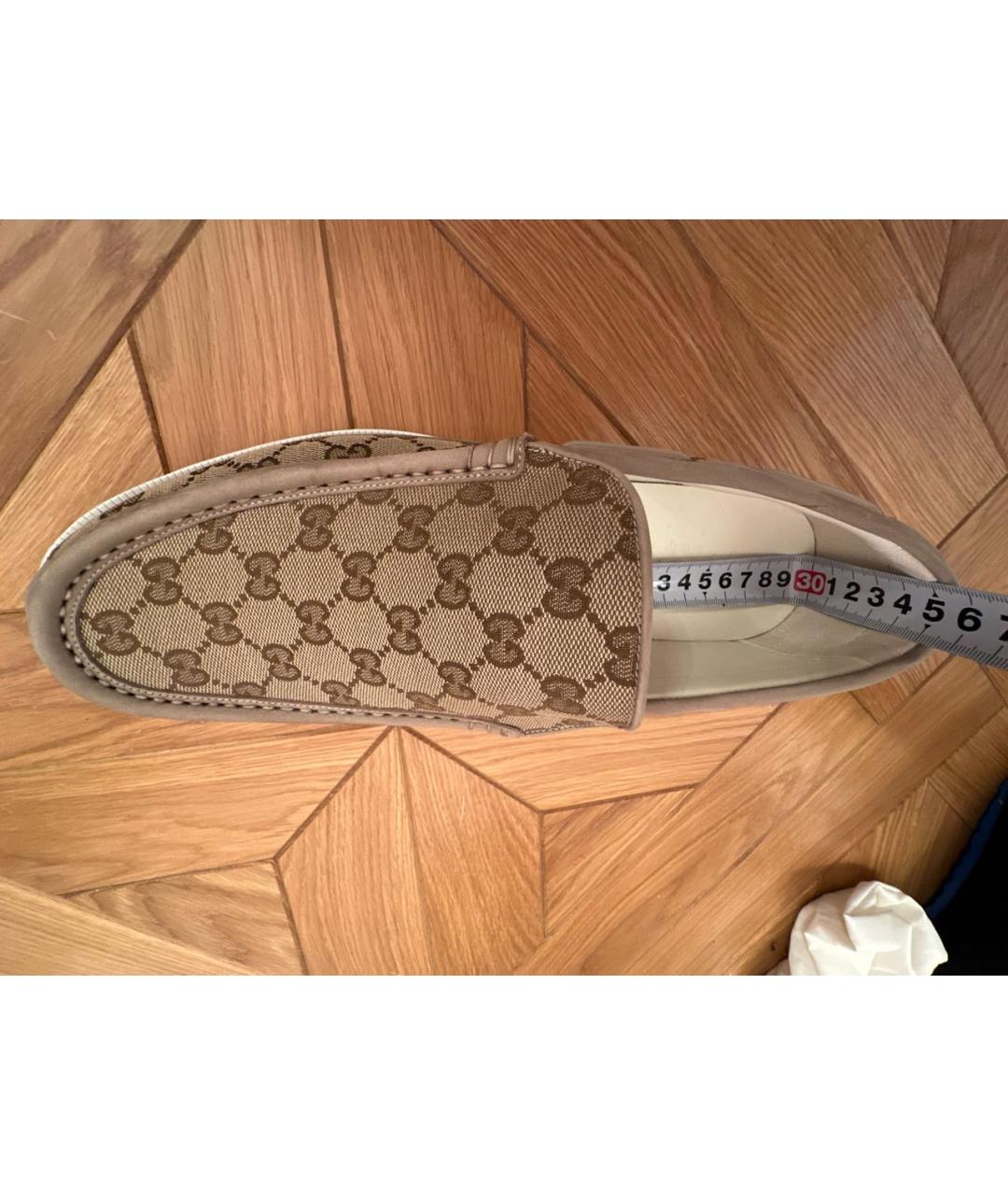 GUCCI Коричневые текстильные лоферы, фото 5