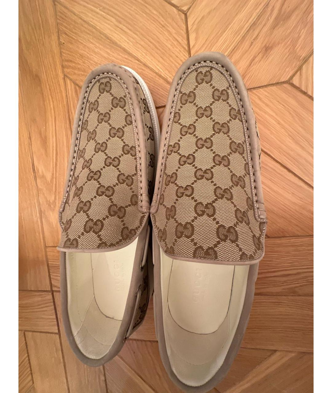 GUCCI Коричневые текстильные лоферы, фото 3