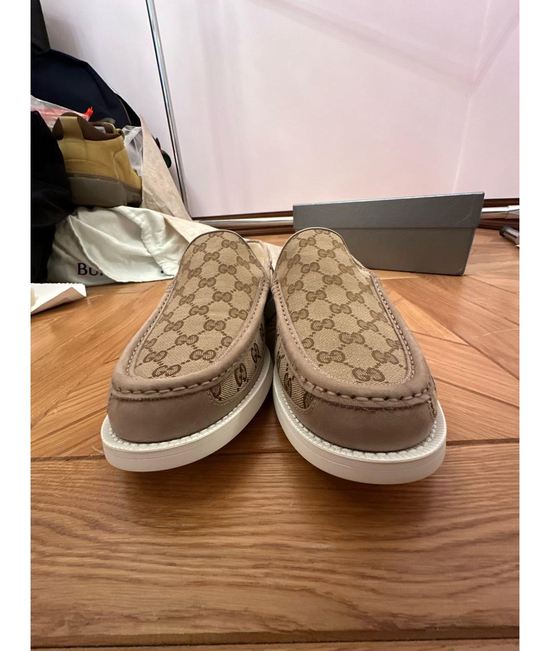 GUCCI Коричневые текстильные лоферы, фото 2