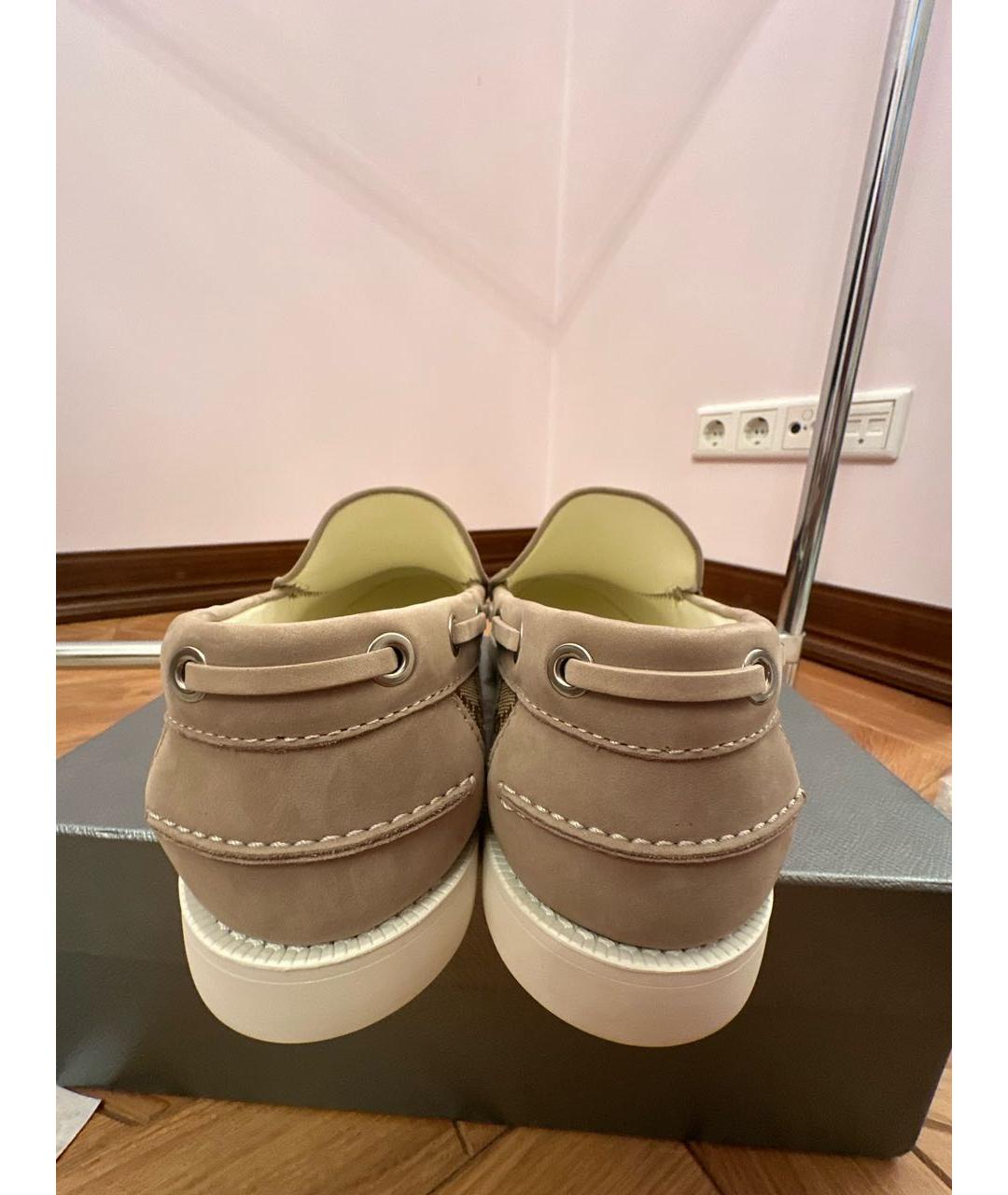 GUCCI Коричневые текстильные лоферы, фото 4