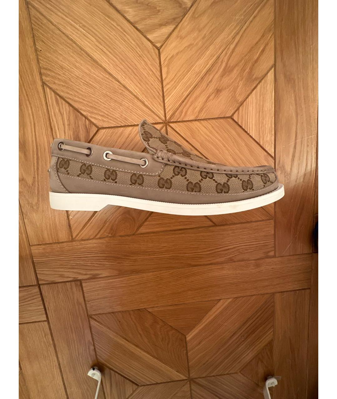 GUCCI Коричневые текстильные лоферы, фото 9