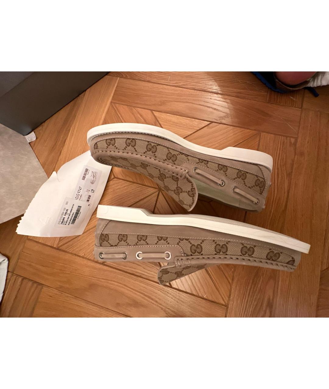 GUCCI Коричневые текстильные лоферы, фото 8