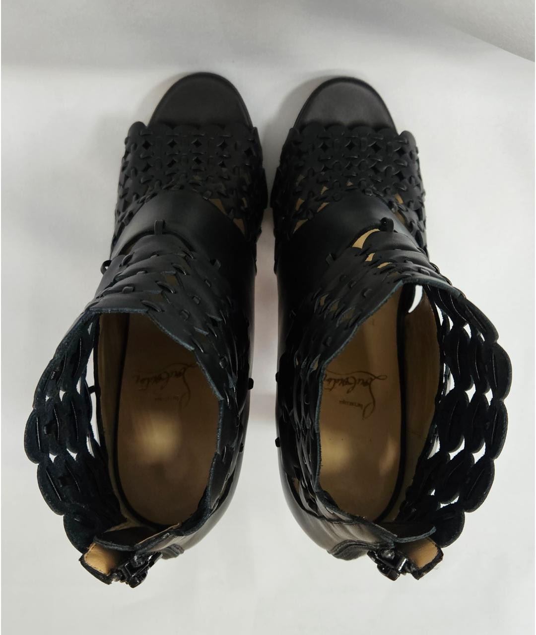 CHRISTIAN LOUBOUTIN Черные кожаные полусапоги, фото 3