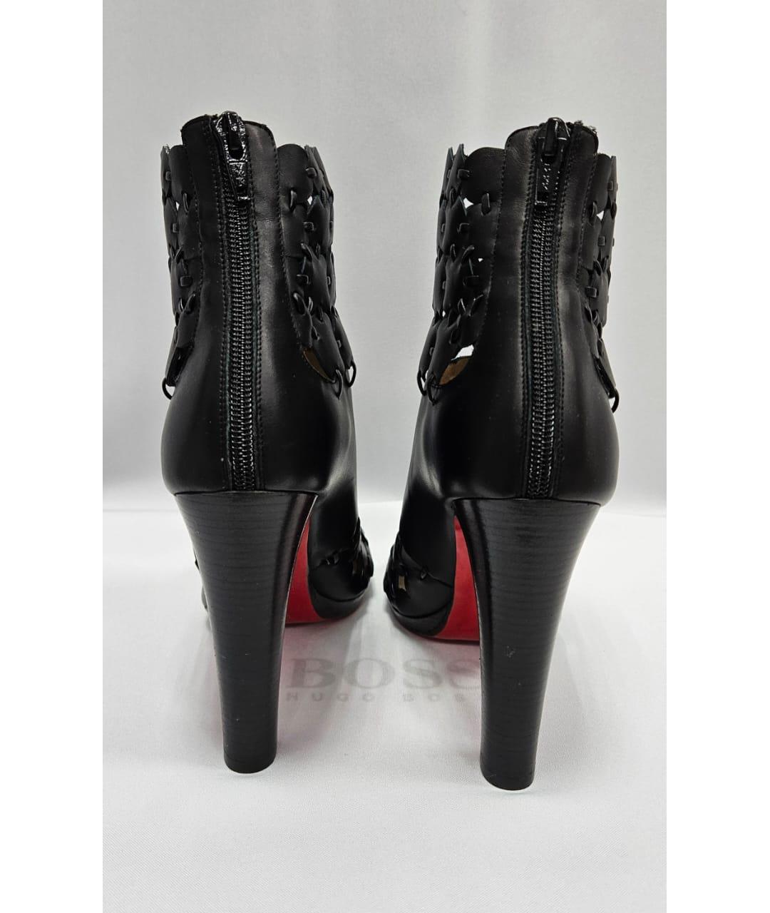 CHRISTIAN LOUBOUTIN Черные кожаные полусапоги, фото 4