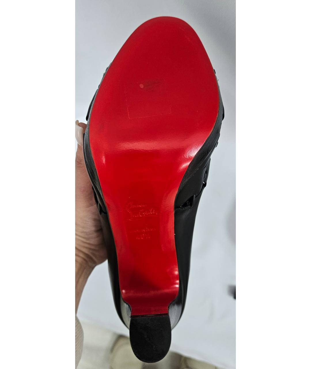 CHRISTIAN LOUBOUTIN Черные кожаные полусапоги, фото 5