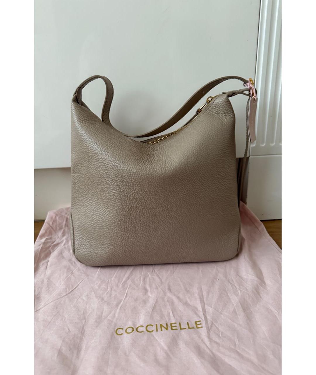 COCCINELLE Бежевая кожаная сумка через плечо, фото 3